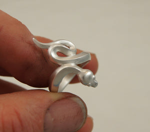 boa snake ring, silver