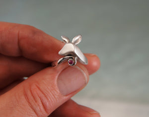 Fawn silver ring, with natural gemstones, pick your color