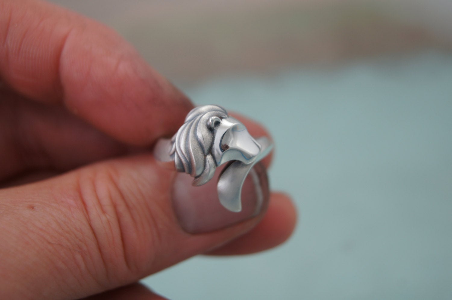 sterling silver lion ring
