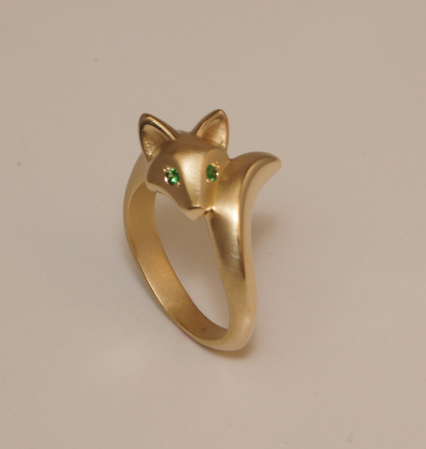 baby fox ring, bronze, satin finish. pick your eye color