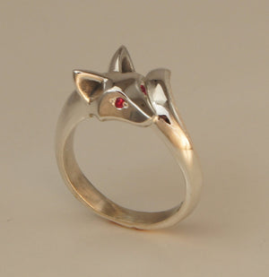 baby fox ring silver, pick your eye color