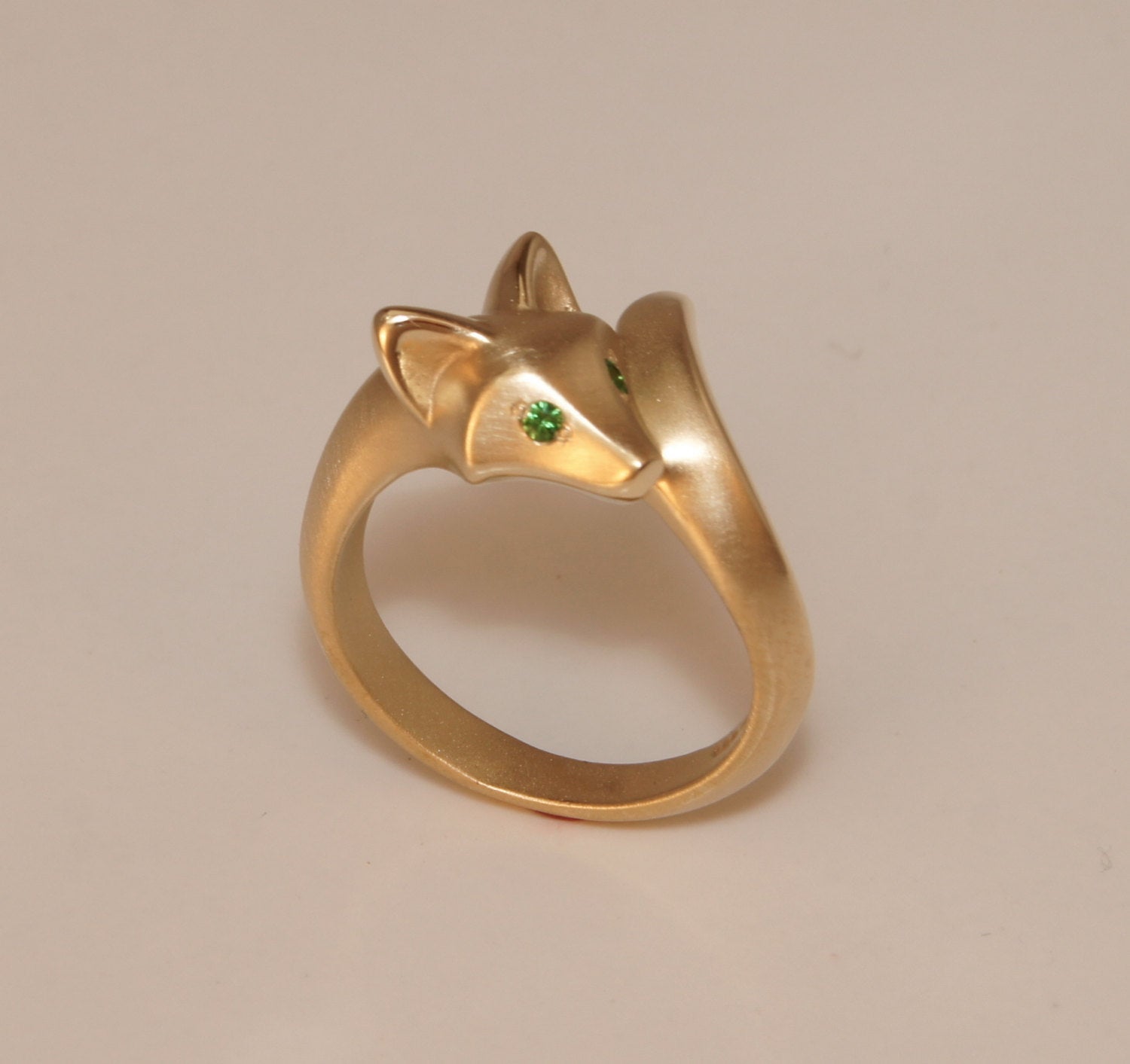 baby fox ring, bronze, satin finish. pick your eye color