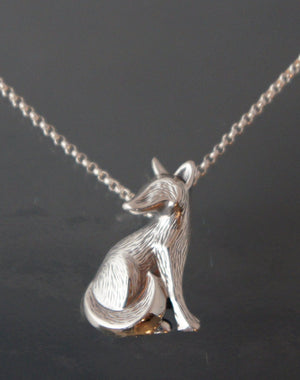 furred silver fox pendant