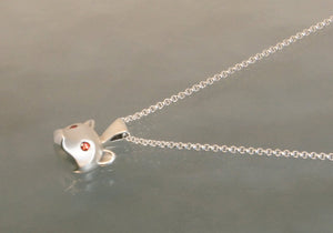 silver grizzly bear pendant with gemstone eyes