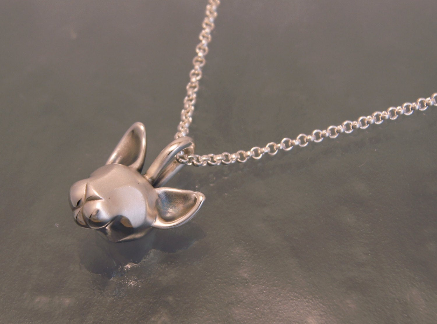 sphynx cat pendant with sterling  2.3 mm silver chain