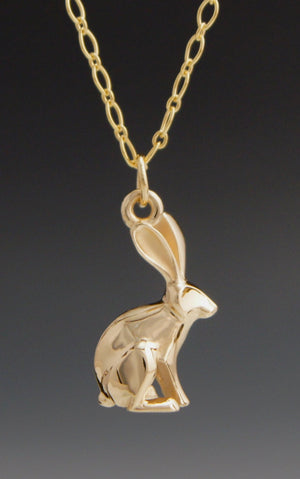 14kt gold jack rabbit pendant