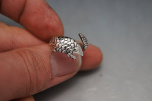 silver pangolin ring