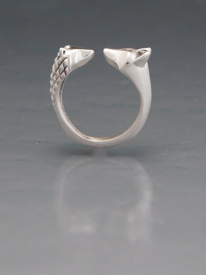 curious hedge hog & fox silver ring