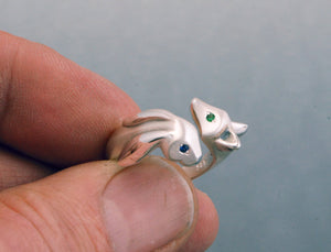silver ring, fox and bunny friends